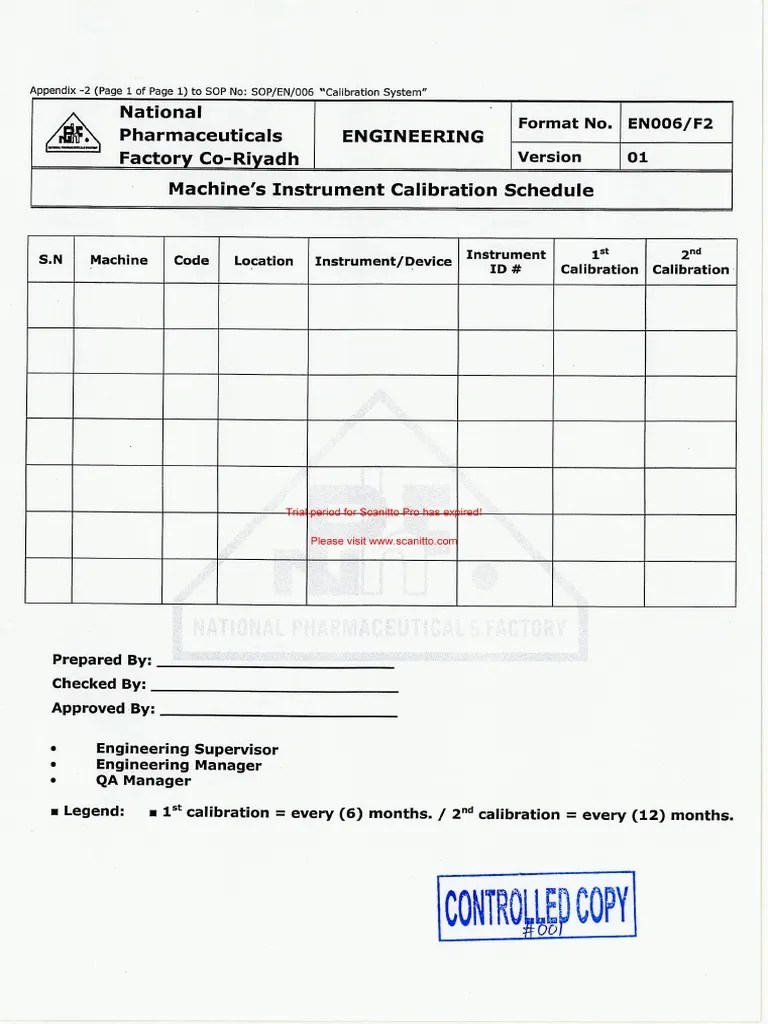Calibration Forms PDF