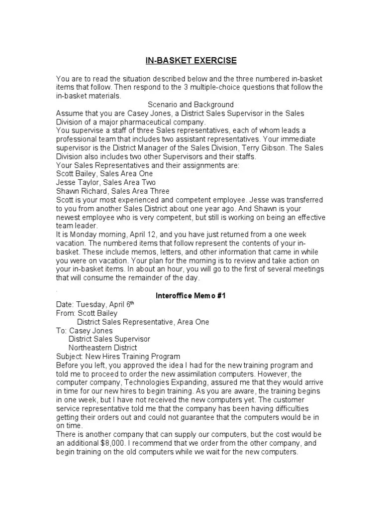 IN Basket Exercise PDF PDF Inventory Business