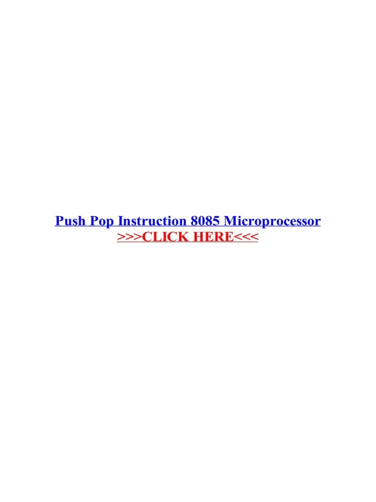 Push Pop Instruction 8085 Microprocessor PDF Central Processing