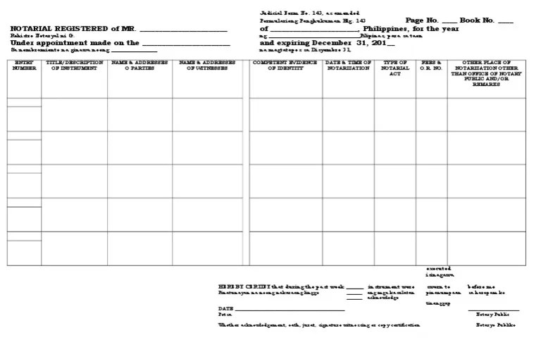 Notarial Sample Form