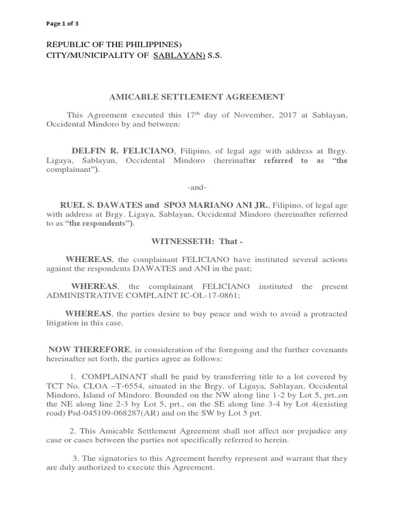 Amicable Settlement Public Law Virtue