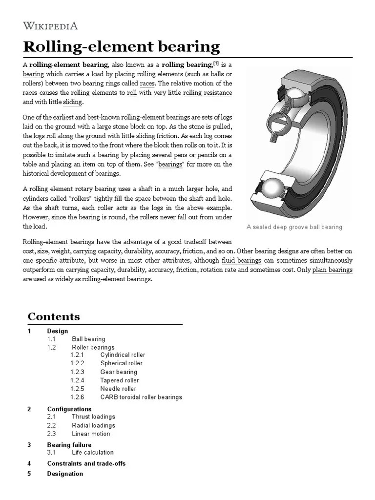 Rolling Element Bearing PDF Bearing (Mechanical) Mechanical