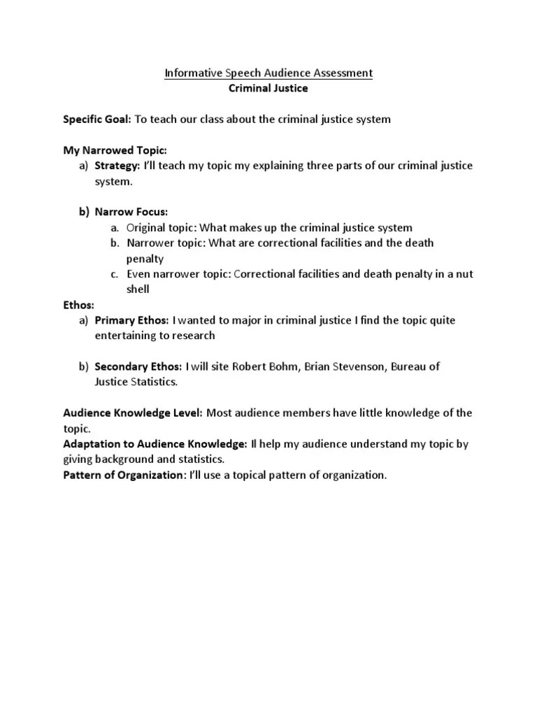 informative full sentence outline example2 Criminal Justice Crime