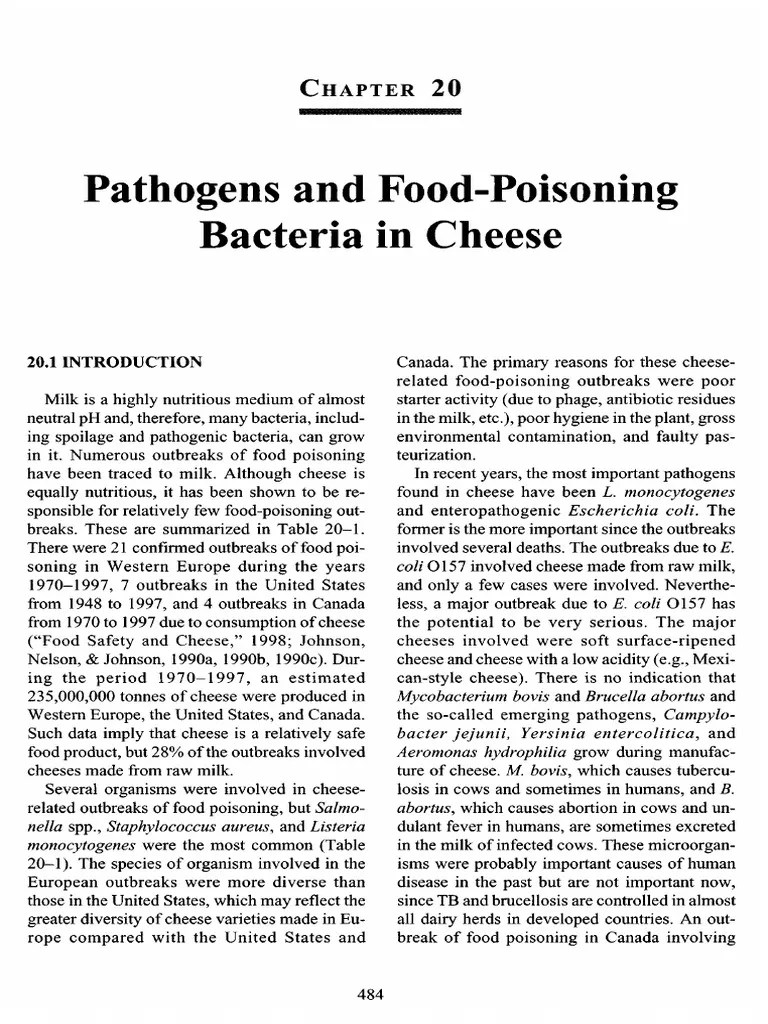 20 Pathogens and Food Poisoning Bacteria in Cheese Cheese Foodborne
