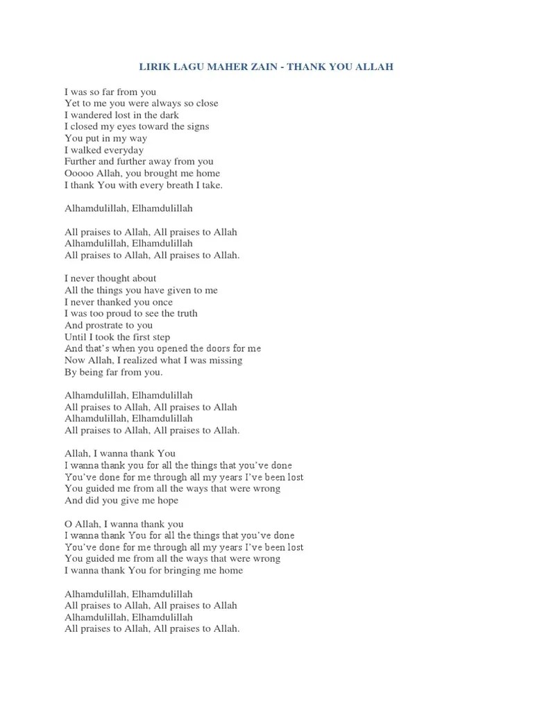 Teks Lagu Maher Zain Insya Allah Berbagi Teks Penting