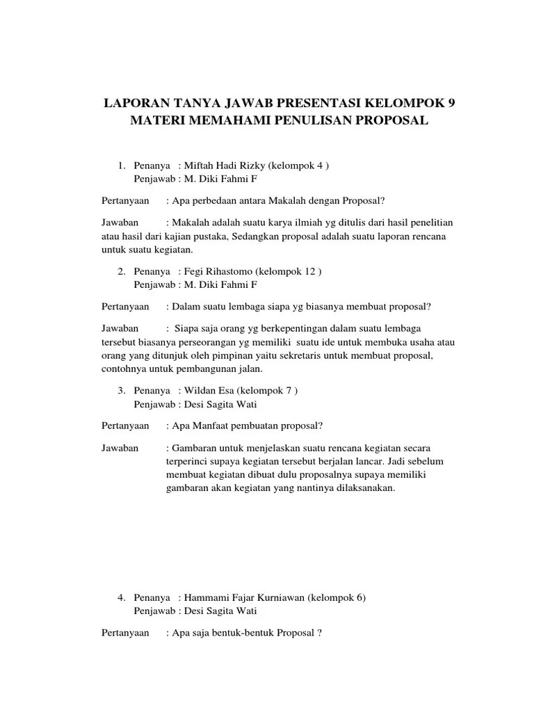 Pertanyaan Tentang Proposal Kegiatan - Revisi Id