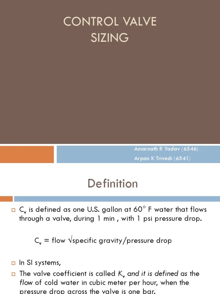 Sizing Control Valves Understanding Key Concepts and Calculations for Determining Valve