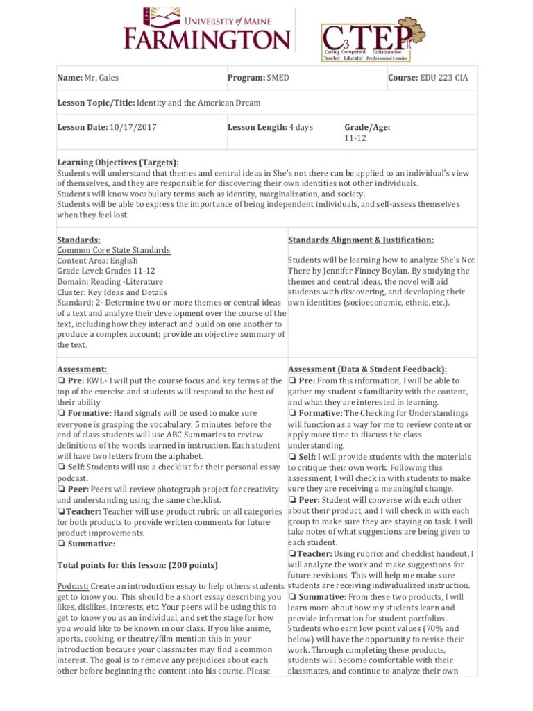 umf lesson plan 1 Lesson Plan Educational Assessment Free 30day Trial Scribd