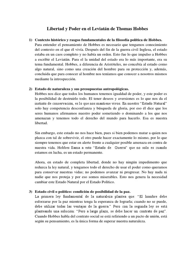 Libertad y Poder en El LeviatÃ¡n de Thomas Hobbes Thomas Hobbes
