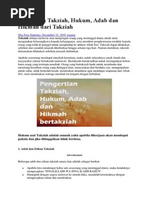 Pengertian Takziah | PDF