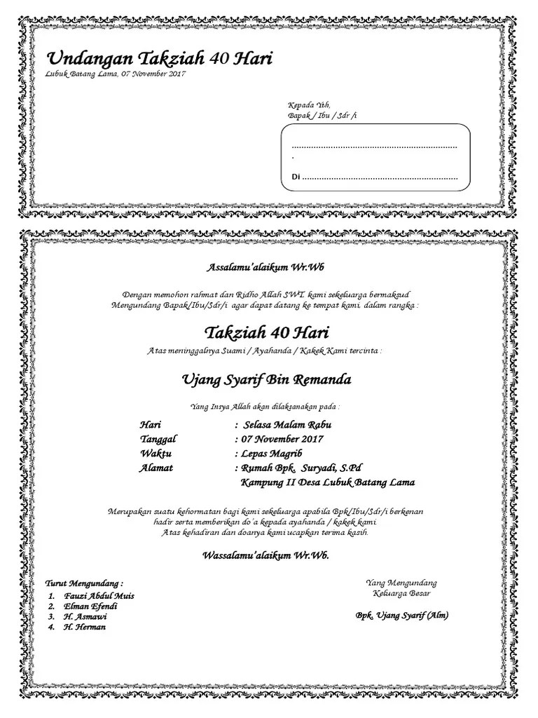 Template Undangan Takziah PDF