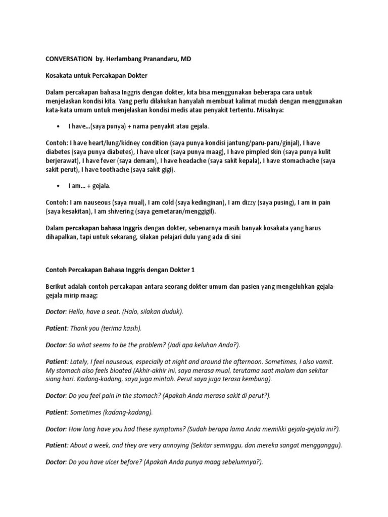 CONVERSATION by Herlambang | PDF | Pengobatan | Diagnosa Medis