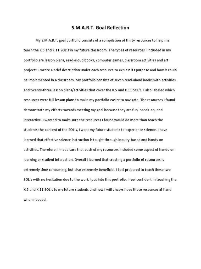 S M A R T Goal Reflection PDF