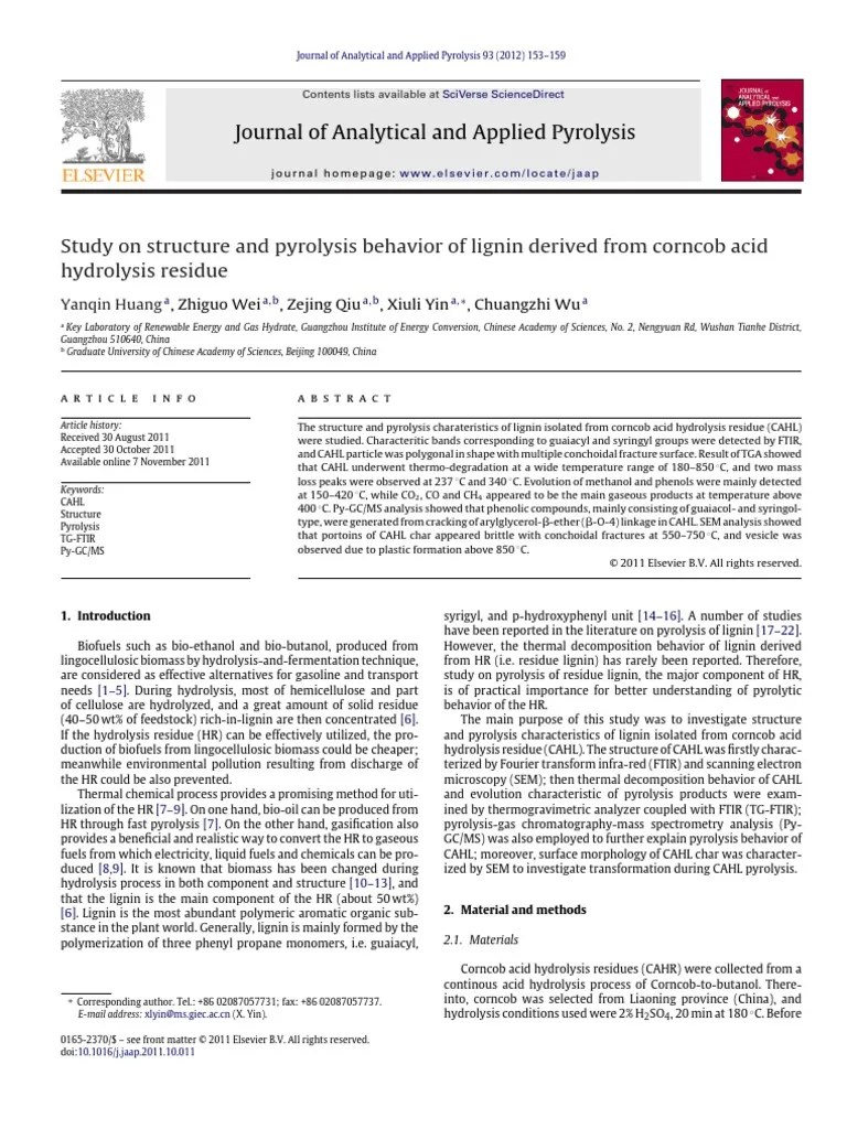 Journal of Analytical and Applied Pyrolysis Pyrolysis Scanning