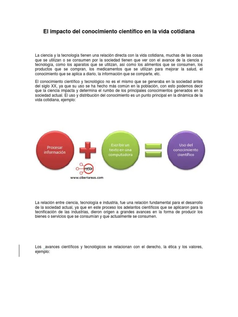 El Impacto Del Conocimiento Científico en La Vida Cotidiana