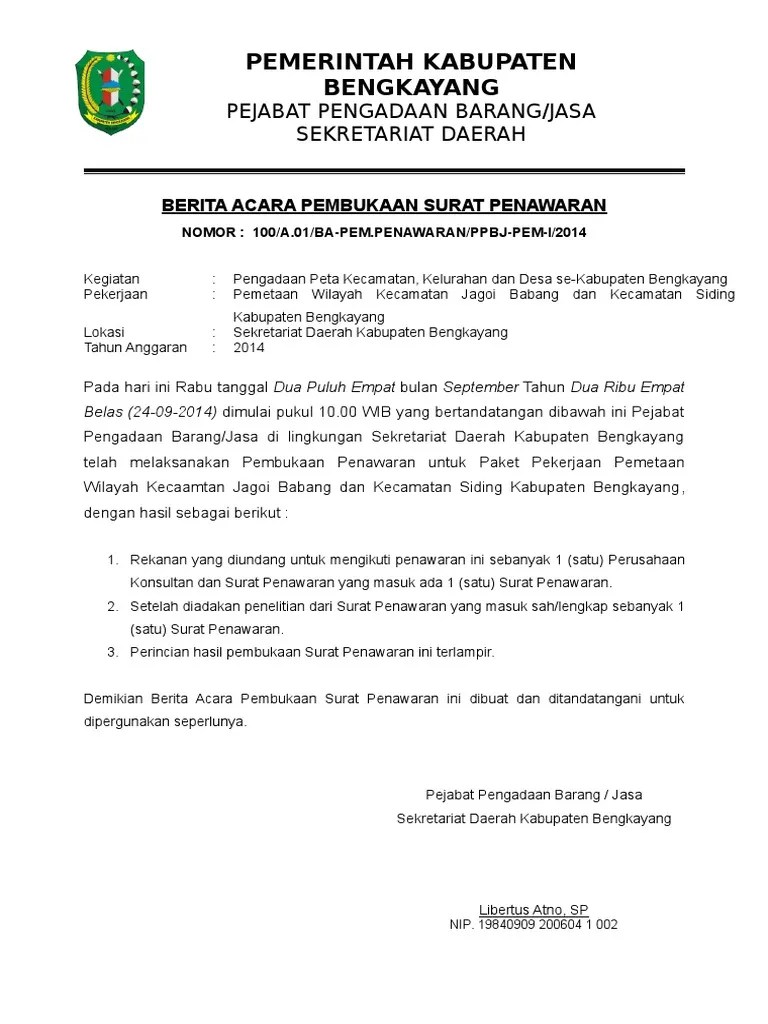 14 - Berita Acara Pembukaan Surat Penawaran | PDF