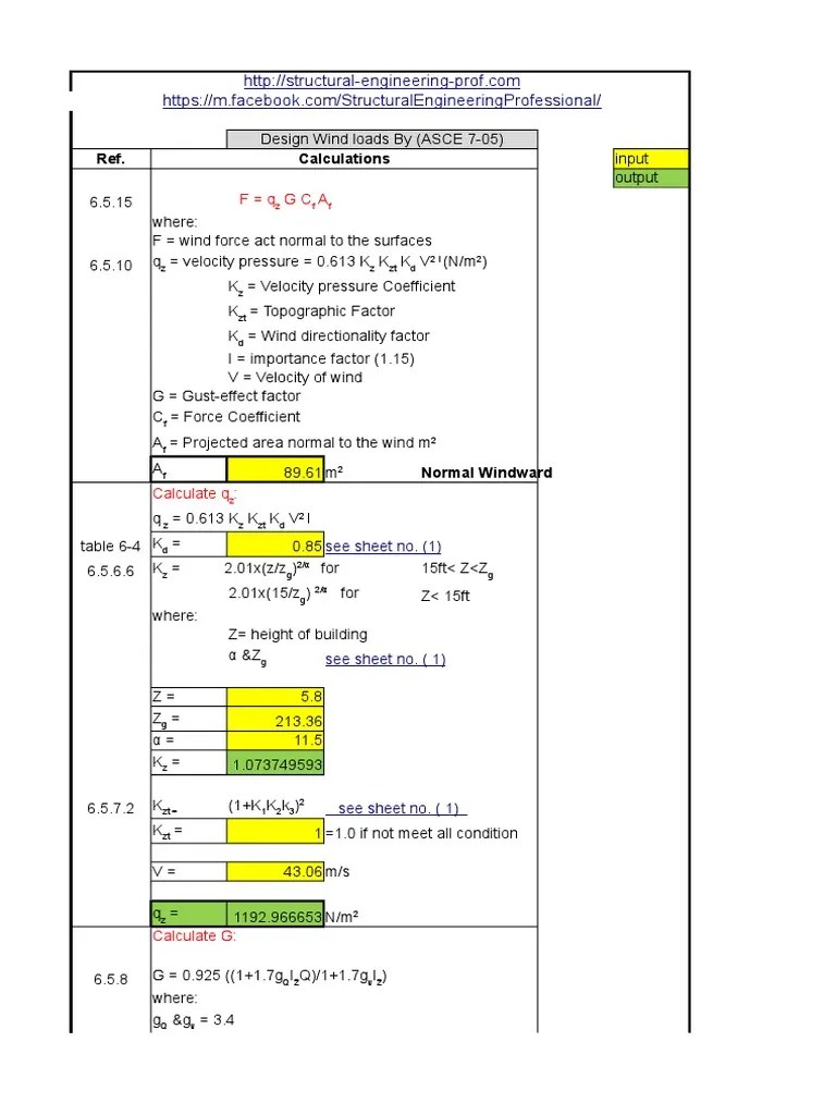 Wind Loads Calculations by ASCE7 05 for Any Building