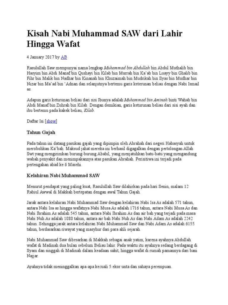 Sejarah Nabi Muhammad Saw Dari Lahir Sampai Wafat Lengkap - Seputar Sejarah