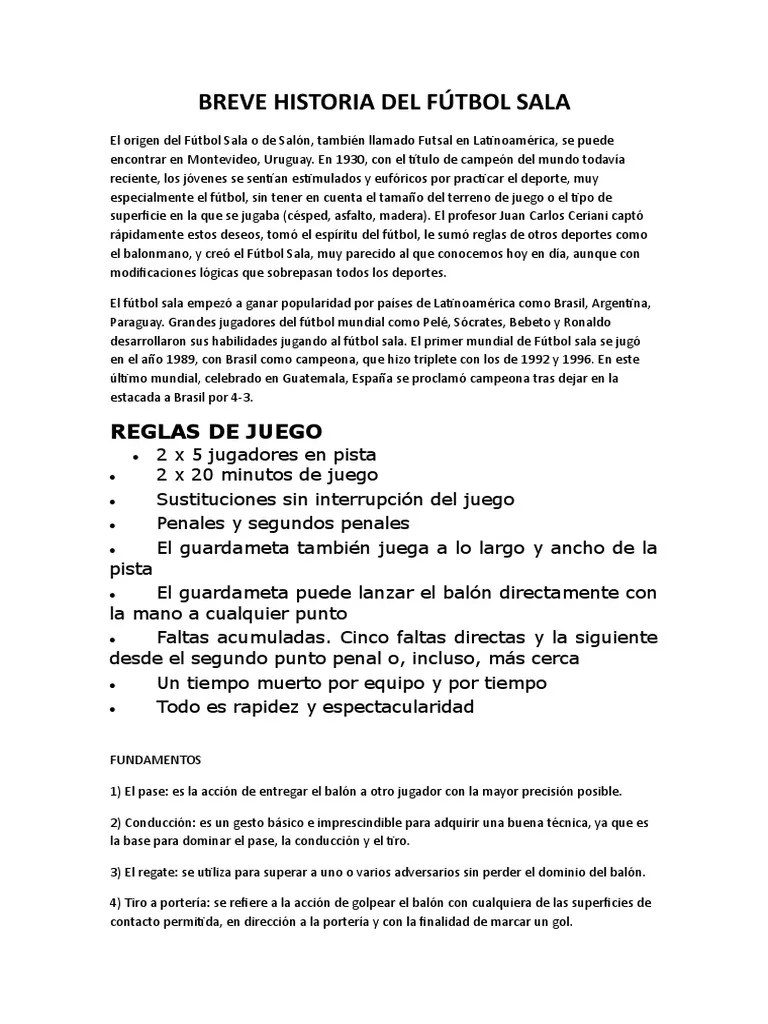 Breve Historia Del Fútbol Sala Variantes deportivas Ocio
