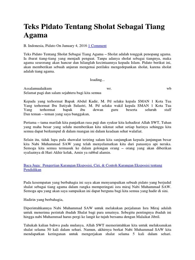Contoh Teks Pidato Tentang Sholat // Kumpulan Contoh Terbaru