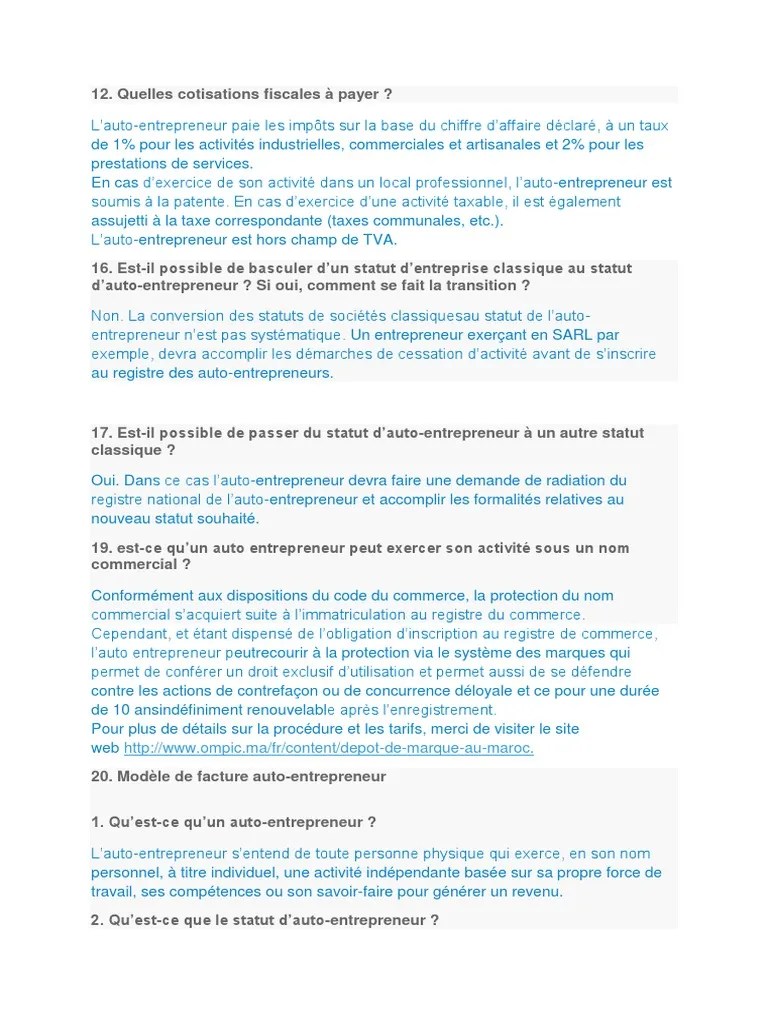 Statut d'Auto Entrepreneur Microentrepreneur Petites entreprises