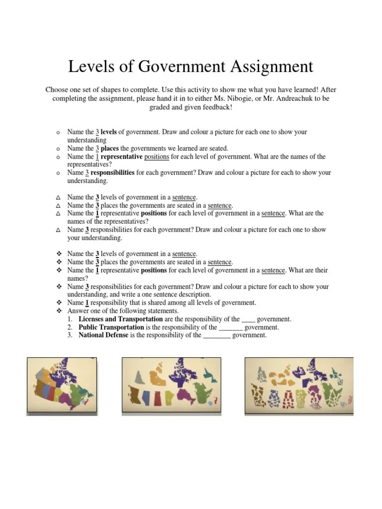 Levels of Government Assignment PDF Cognition Learning
