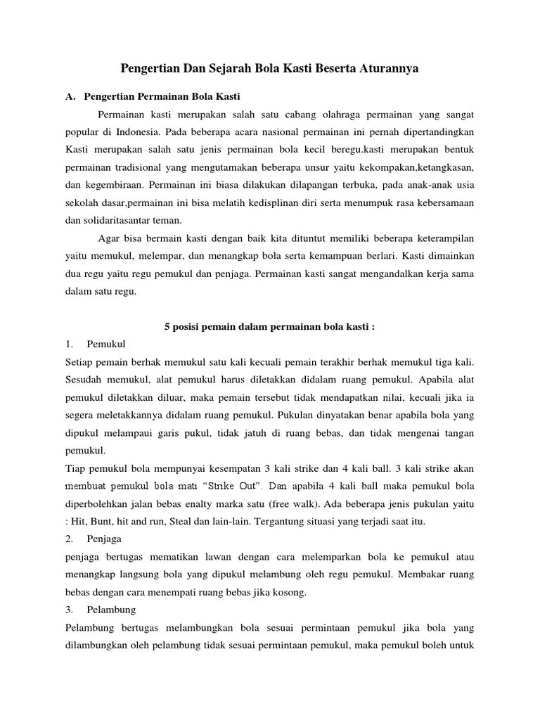 Pengertian Dan Sejarah Bola Kasti | PDF