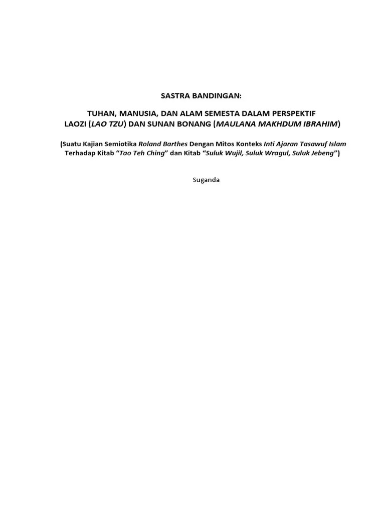 Karya Sastra Islam Yang Berisi Ajaran Tasawuf Disebut