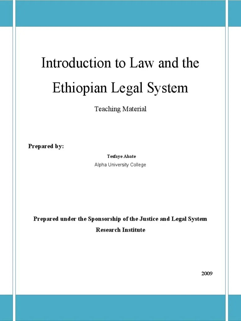 Introduction To Law and Ethiopian Legal System Jurisprudence