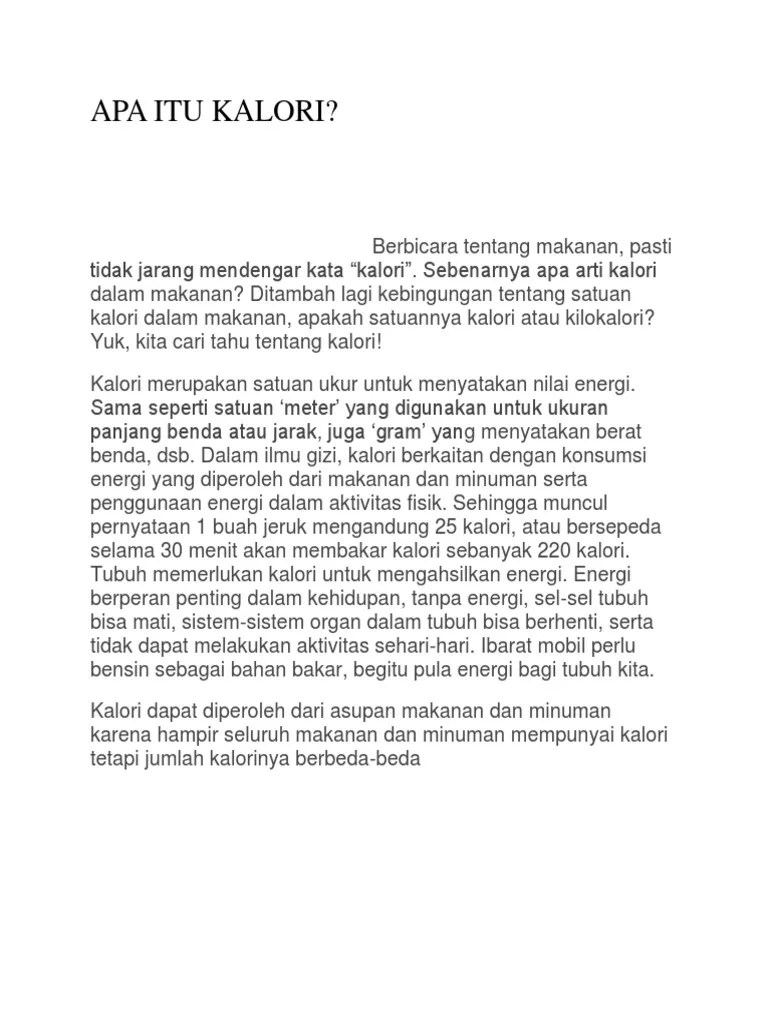 Apa Itu Kalori | PDF