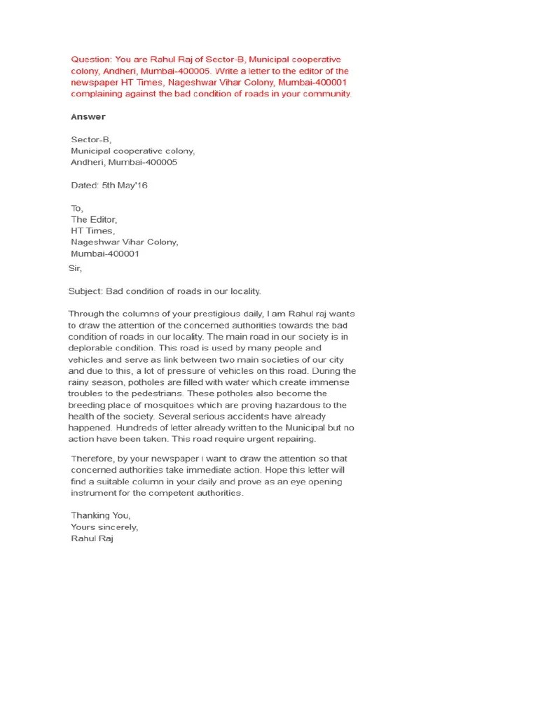 Write a Letter to the Editor of a Newspaper Against the Use of Unfair