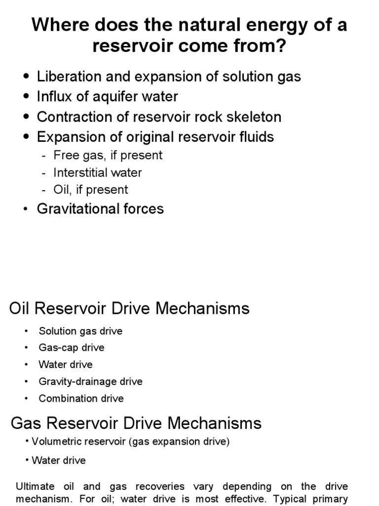 Reservoir Drive Mechanisms PDF PDF Petroleum Reservoir Extraction Of Petroleum