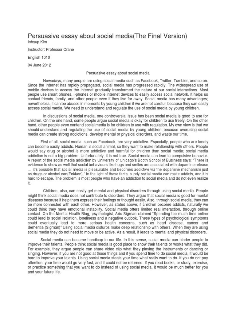 Persuasive Essay About Social Media Digital & Social Media Social Media