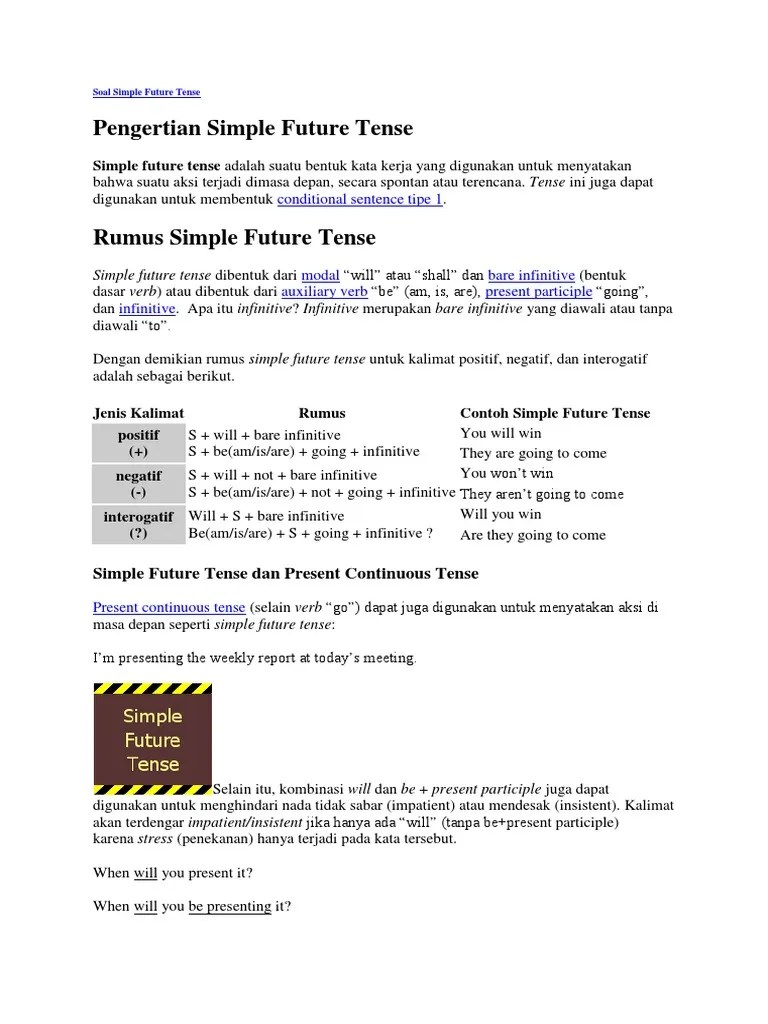 Contoh Simple Future Tense Will Dan Going To