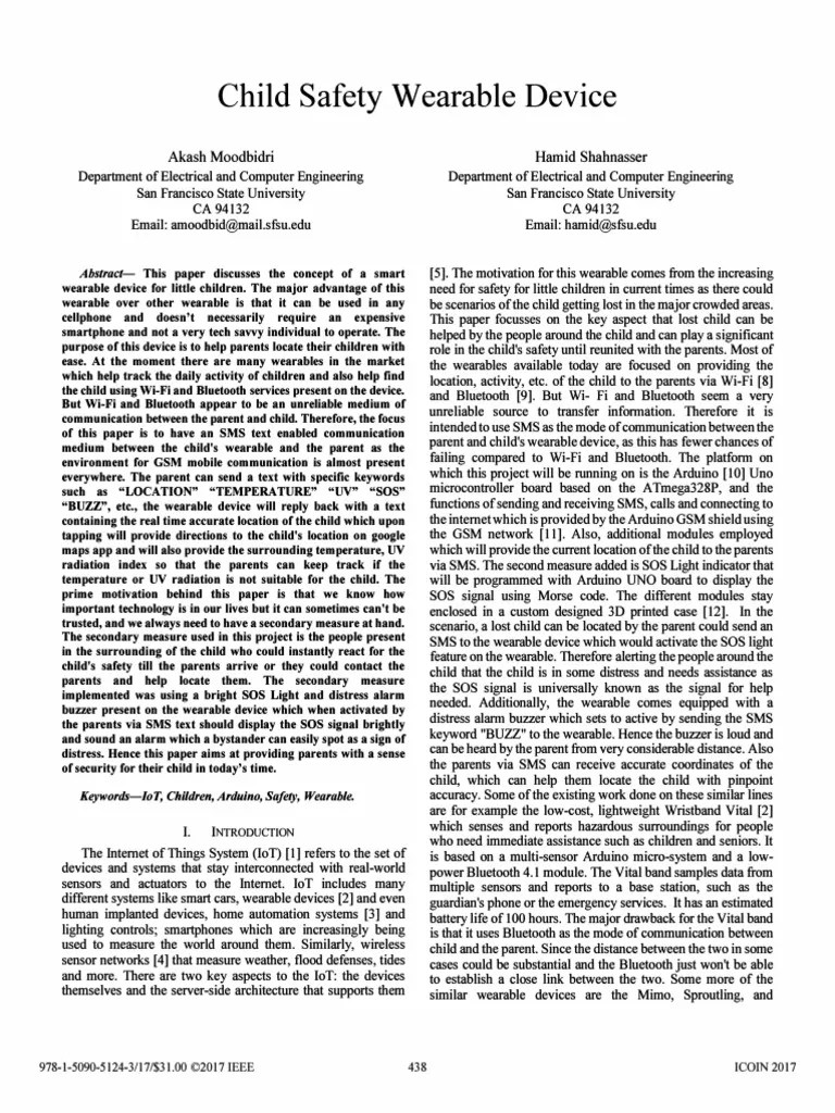 Child Safety Wearable Device PDF Arduino General Packet Radio Service