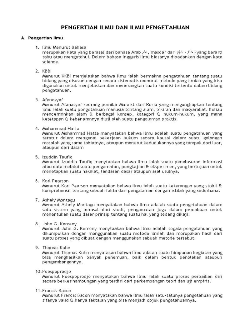 Pengertian Ilmu Dan Ilmu Pengetahuan