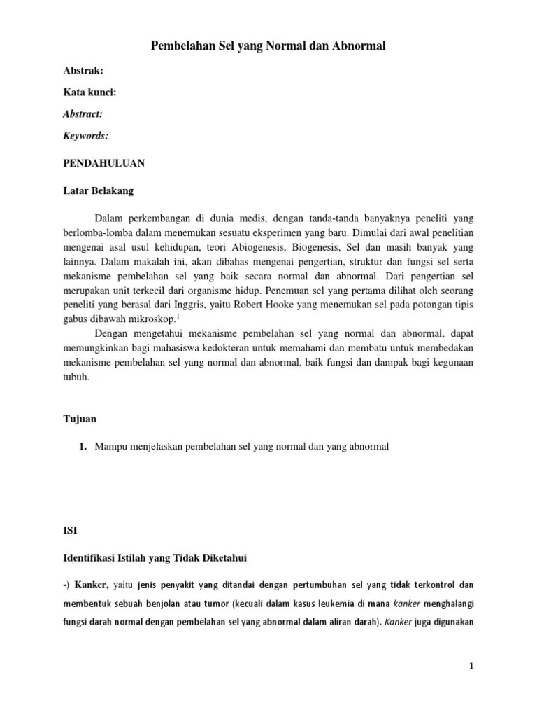 Makalah Blok 3 Pembelahan Sel Normal Dan Abnormal. | PDF