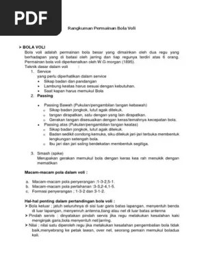 Rangkuman Permainan Bola Voli | PDF