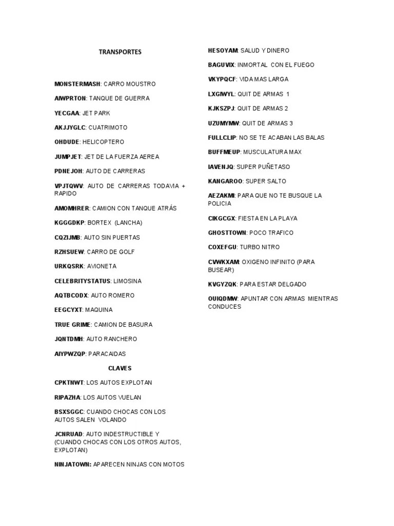 Claves Del San Andreas