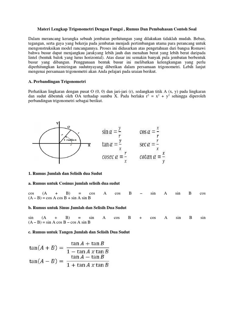 Materi Lengkap Trigonometri Dengan Fungsi