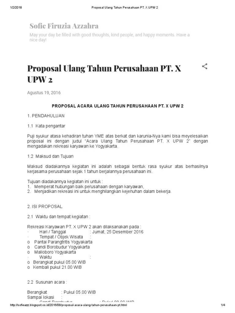 Proposal Ulang Tahun Perusahaan PT | PDF