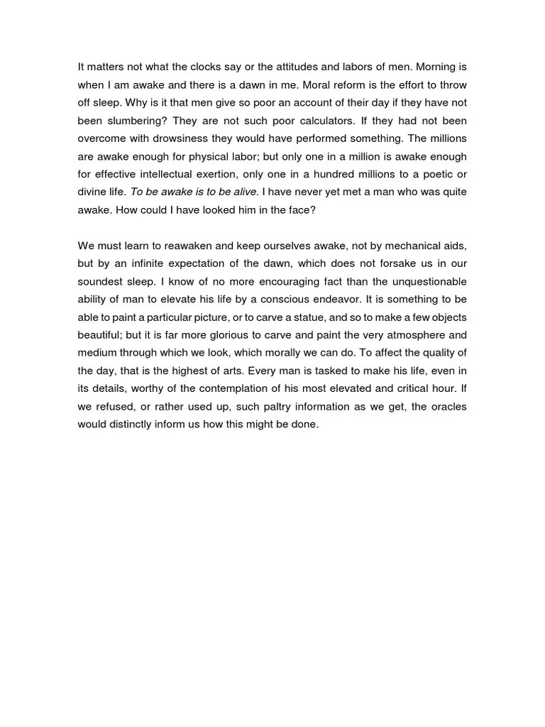 Walden, Chapter 2 (Excerpt) Psychological Concepts Psychology