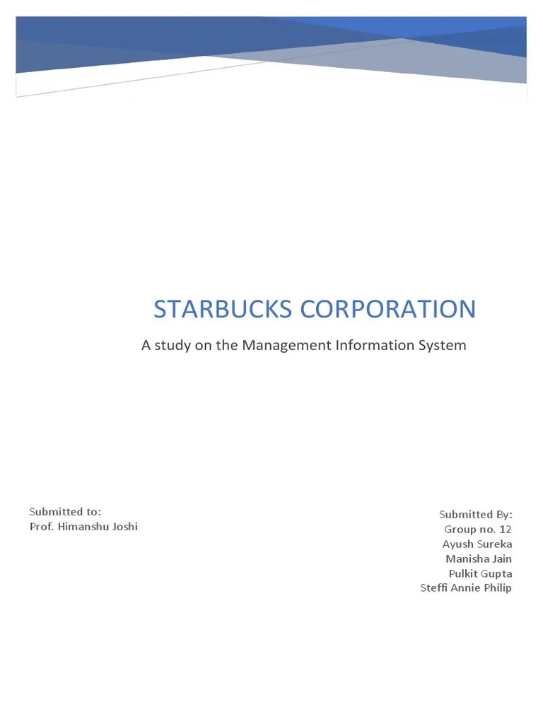 Management Information System (MIS) Starbucks PDF Starbucks Retail
