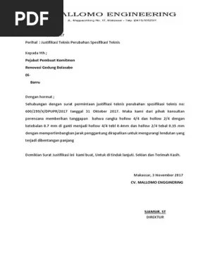 16 Contoh Surat Justifikasi