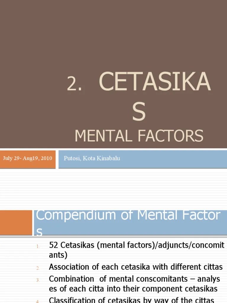 Abhidhamma overview Cetasikas