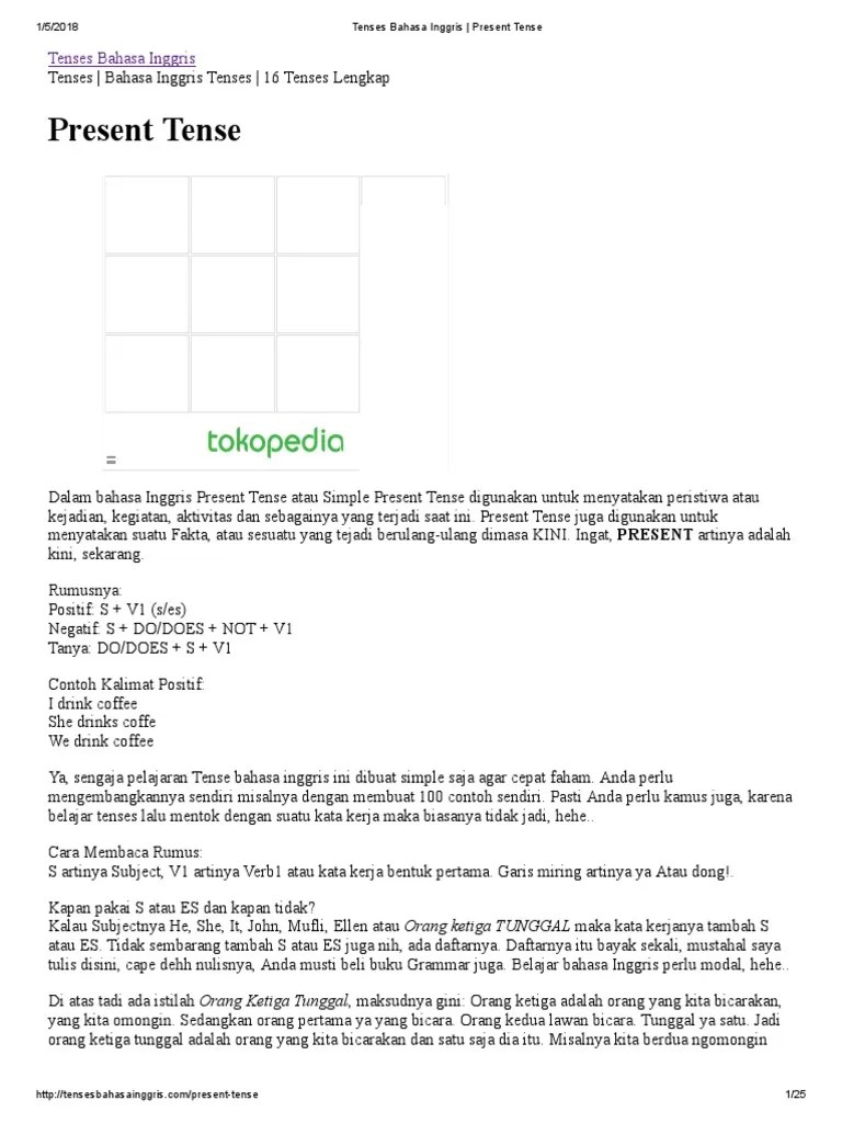 Tenses Bahasa Inggris - Present Tense | PDF
