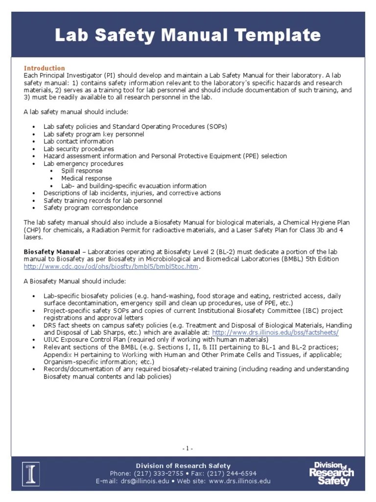 Lab Safety Manual Template PDF Laboratories Ionizing Radiation