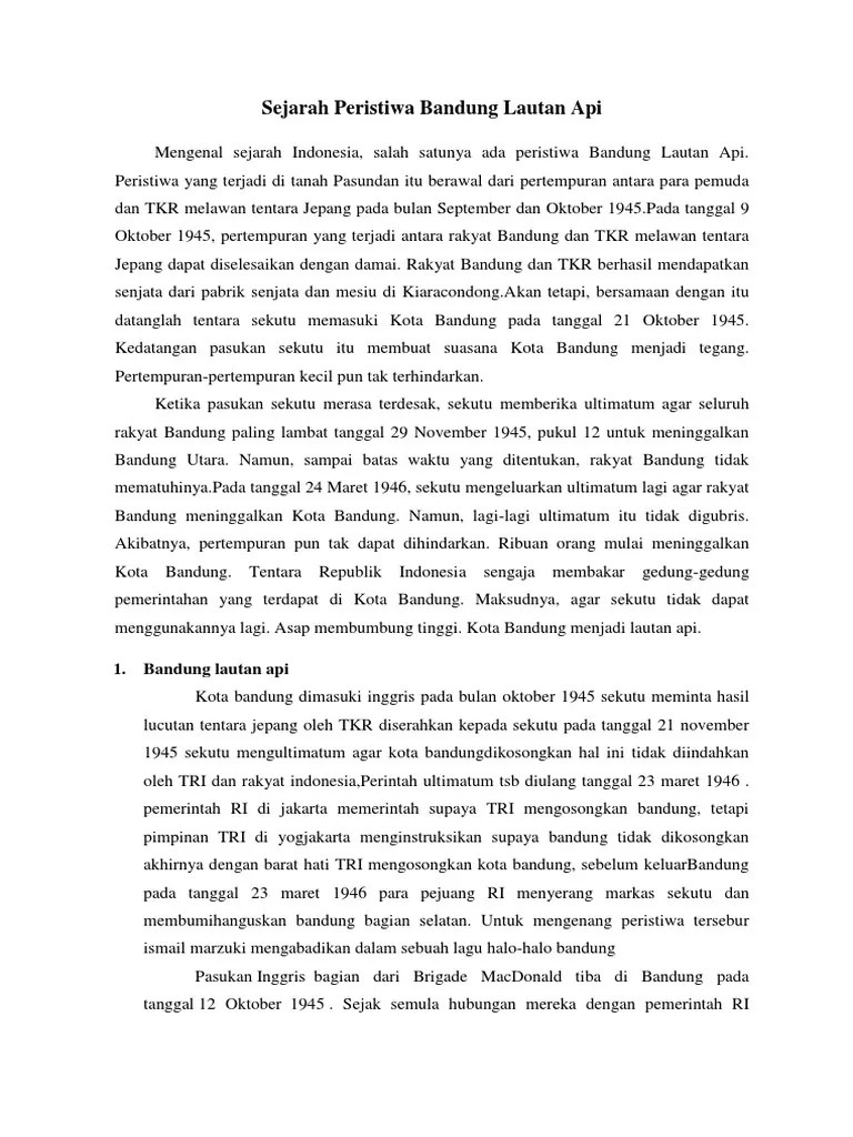 Teks Cerita Sejarah Bandung Lautan Api – Dengan