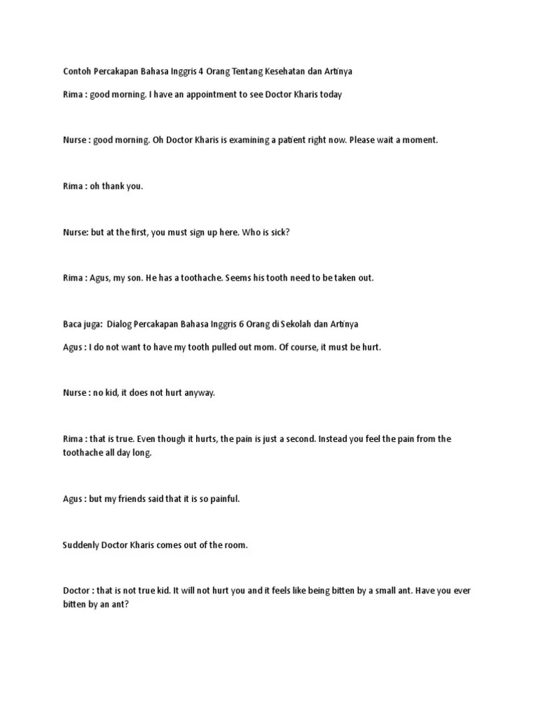 Percakapan Bahasa Inggris 4 Orang Singkat – Sekali