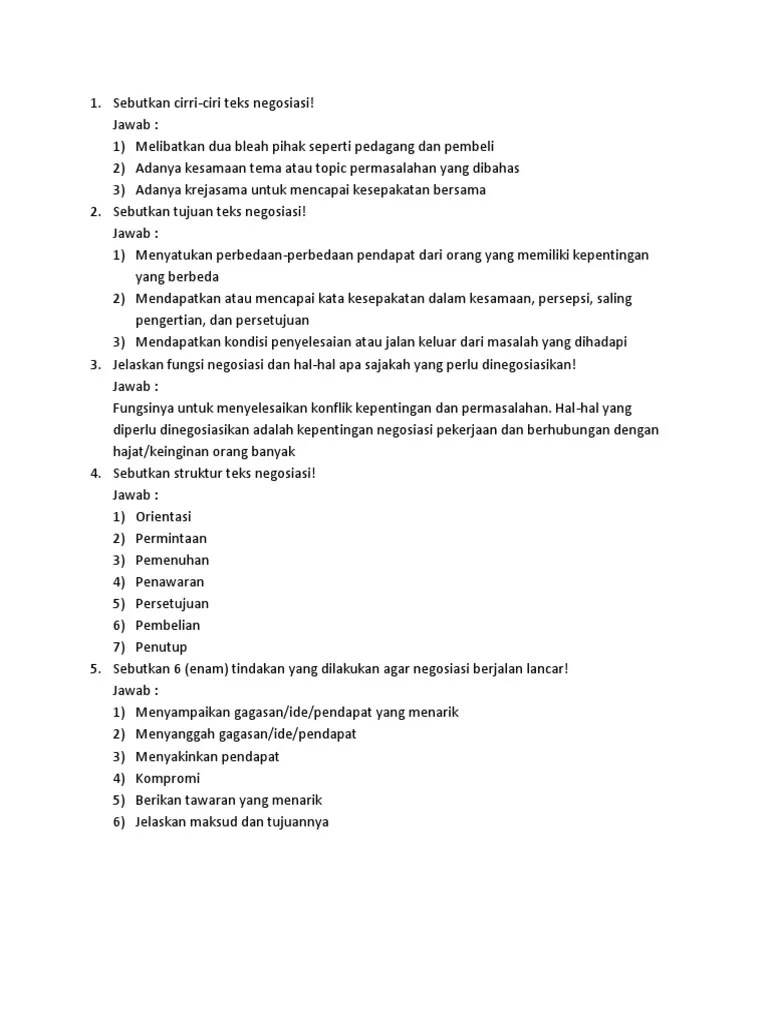 Soal Dan Jawaban Teks Negosiasi | PDF